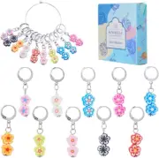 1 Box 20Pcs Knitting Stitch Markers Polymer Clay Flower Beads Cute Charms Remova
