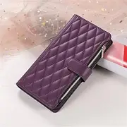 for Samsung A14 (4G 5G) Crossbody Leather Zipper Wallet Card Phone Case Cover(for Samsung A14 (4G 5G)/Deep Purple)