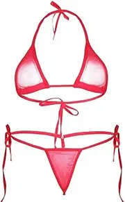 [GRRKDFQ] Women's Erotic Costumes Sheer Mesh Halter Bra with G-String