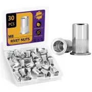 30pcs M8 Rivet Nuts Stainless Steel Threaded Rivet Insert Nuts Rivnuts Nutsert
