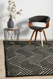 Rug Culture Black & Natural Luxury Textured Rug