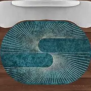 Oval Rugs Living Room Home Decor,Blue,120 x 180 cm,Modern Stripe Design Pattern Teal Dark Blue,4ft x 6ft Art Deco Rug Coffee Table Indoor Carpet Mat,