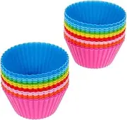 Anpro 32 PCS Silicone Cupcake Muffin Baking Cups, Baking Cups Reusable with 8 Colors, Reusable Non-Stick Cake Molds Sets