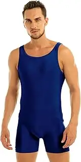 [FEESHOW] Men's Athletic Supporters Breathable Bodysuit Wrestling Leotard Stretchy Base Layers Boxer Singlet