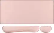 iCasso 3in1 Keyboard Mouse Pad Set, Extended Gaming Mouse Pad + Keyboard Wrist Rest Support+Wrist pad, Easy Typing Pain Relief, (35.4x15.7 in) Ergonomic Ultra Thick Desk Mat for Gaming-Pink