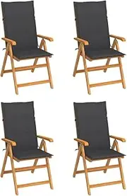 Folding Patio Chair, Dining Chair with Armrest, Garden Chairs 4 pcs with Cushions for Porch, Backyard, Lawn, Easy Assemble, 57 x 71.5 x 100 cm, Anthracite