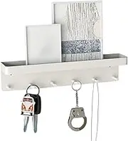 Coat Hanger with Shelf, Wall Storage Rack with Hooks, No-Punch Towel Hanger for Garage Products Keychain
