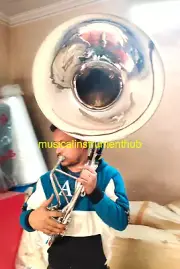 SOUSAPHONE 22" BELL TUBA IN CHROME POLISH MADE OF PURE BRASS+CASE +FREE SHIPPING