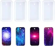 Nifocc Rectangle Keychain Silicone Mold Rectangle Keychain Charms Epoxy Resin Molds Casting Molds with Hole for DIY Crafts Making Large Size 4 Pcs