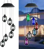 LED Solar Powered Lanterns Wind Chime Color-Changing Waterproof Six Lanterns Win