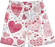 [Caihoyu] Cute Hearts Peach Light Happy Valentine's Day Boy Beach Shorts Boys Board Shorts 8T