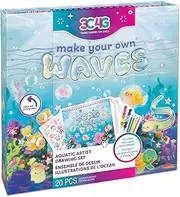 3C4G: Seas The Day! Aquatic Artist Drawing Set - 20pc Make Your Own Waves Ocean Themed Kit, Magnetic Closing Box, Full-Sized Sketchbook, Girls Kids 8+