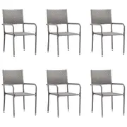 Garden Dining Chairs 6 pcs Stackable Grey Poly Rattan vidaXL