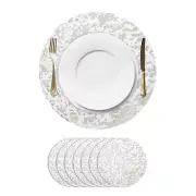 8Pcs Silver Tone Disposable Round Placemats,13" Metallic Glitters Foil Mesh Mats