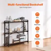 Rustic 3-Tier Metal Bookshelf for Living Room Bedroom Office Storage