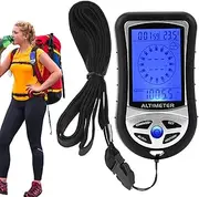 Digital Small Altimeter,8 in 1 Altimeter Handheld Compass Barometer Temperature Gauge | Portable Device with Backlight, Weather Forecast, Time Clock for Hiking, Mountaineering