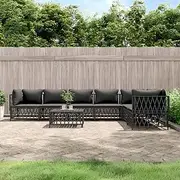 Patio Furniture Sets 8 Piece Garden Lounge Set with Cushions Anthracite Steel
