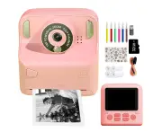 Kids Instant Print Camera with 32GB Memory Card and 5 Rolls Print Paper - Pink