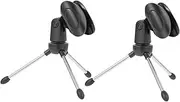 HANABASS 2Pcs Foldable Desktop Microphone Tripod Stand Stable Non Slip Tabletop Mic Bracket for Home Use Compatible with Various Microphones