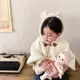 AKUI⚡ins韓國新品嬰兒寶寶披風斗篷外出防風擋風外套 冬季兒童可愛熊耳朵刷毛連帽披肩保暖外套