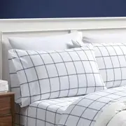 new Nautica TWIN Plot Blue Plaid Cotton Percale 3 Piece Bedding Sheet Set