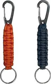 Paracord Keychain with Carabiner, Key Fob Braided Lanyard Keychain with Utility Ring & Enlarged Mouth Clip
