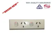 Skirting 10A AMP Double 3 Pin Power Point Outlet Socket GPO Narrow DGPO White