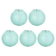 5 Pcs 6" Paper Lanterns Round Hanging Chinese/Japanese Lantern Decor Light Blue