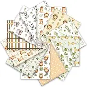 Whaline 12Pcs Safari Cotton Fabric Bundles Watercolor Safari Animals Printed Fat Quarters Jungle Theme Quilting Patchwork for DIY Handmade Craft Party Decor, 18 x 22 Inch