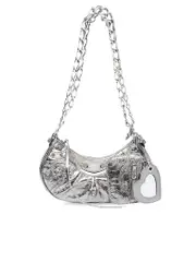Balenciaga Le Cagole XS Shoulder Bag With Chain Metallized In Silver