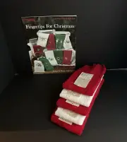 5 Charles Craft Cross Stitch Fingertip Towels Red White & Design Leaflet