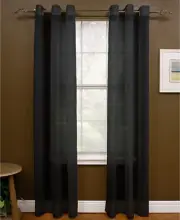 Miller Curtains Sheer Preston Grommet 48" x 84" Panel Black 1-Window Curtain