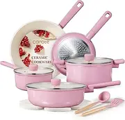 CAROTE Ceramic Pots and Pans, Nonstick Cookware Set Kitchen Cooking Sets, 14pcs Induction Pot and Pan Non Stick