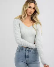 [Winnie & Co] Winnie & Co Women's Hazel Knit Top in Grey Size Medium/Large M/L Grey