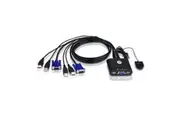 Aten CS22U Economy 2-port KVM switch USB &VGA Cable all-in-one a built-in remote