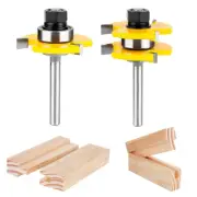 2pcs Tongue and Groove Router Bit Set Up to 3/4 In. Stock 1/4" Shank Wood Cutter