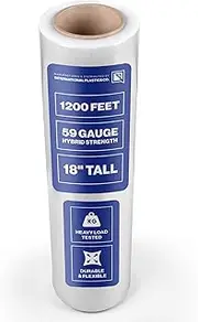 18" Stretch Film/Wrap 1200ft 500% Stretch Clear Cling Durable Adhering Packing Moving Packaging Heavy Duty Shrink Film (1 Pack, Clear)