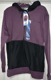 Champion Fleece Woven Mix Half Zip Hoodie Plum Port Heather Men's Sz Large - NEW