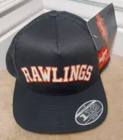 RAWLINGS BASEBALL EQUIPMENT SNAPBACK FLEXFIT TRUCKER HAT, NEW, ONE SIZE ADULT