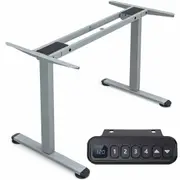 Costway Electric Dual-Motor Desk Frame Adjustable Sit Stand Anti-Collision Protection Home Office Grey