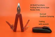Folding Swiss Army type Pocket Knife 14 Multi functions Outdoor Camping Tactical