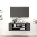 High Gloss Wall-Mount TV Cabinet Display Storage Rack Wooden Shelf Bookcase Grey