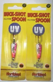 2 Packs Northland Buckshot Flutter Spoon 1/16oz UV Pink Tiger
