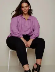 Autograph Top Plus Size 24Tunic Blouse Shirt Pink/Purple Viscose Long Sleeve NEW
