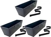 Hogvinnatil Deck Railing Boxes, Railing Planter, 3 x Metal Plant Holders with Hooks, Fence Garden Container for Outland