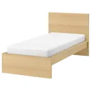 MALM bed frame, high, white stained oak veneer/Lönset, Single