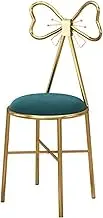 Cushion Luxury Velvet Vanity Chair with Butterfly Backrest and Gold Legs for Indoor Decor Dark Green