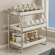 Hoisimdy Spice Rack Organiser Kitchen Countertop 3 Tier Seasoning Pantry Organiser Tiered Shelf Skincare Standing Rack