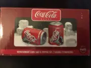 2002 Coca-Cola Gibson Refreshment Cans Salt & Pepper Set New
