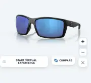 NEW Costa Del Mar Reefton Blue Mirror Polarized Glasses w/Free Blue Fathom Cord